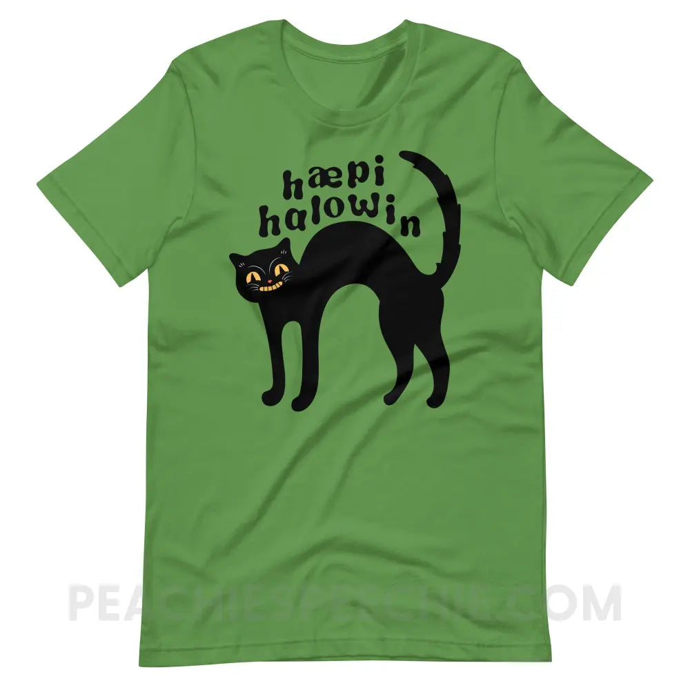 Happy Halloween IPA Black Cat Premium Soft Tee - Leaf / S - peachiespeechie.com