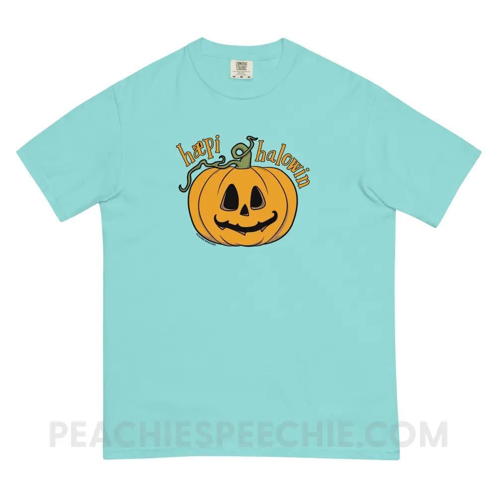 Happy Halloween IPA Jack-O’-Lantern Comfort Colors Tee - Lagoon Blue / S - T-Shirt peachiespeechie.com