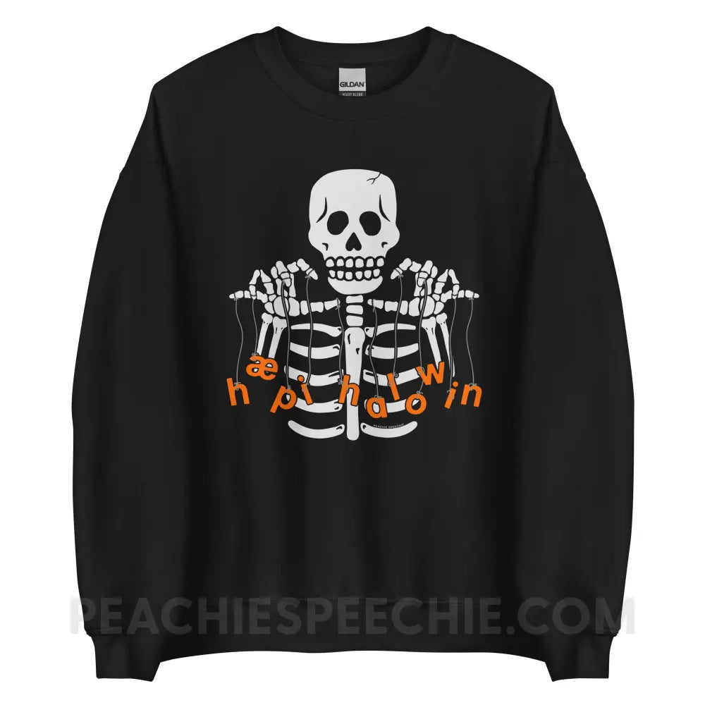 Happy Halloween Skeleton Classic Sweatshirt - Black / S - peachiespeechie.com