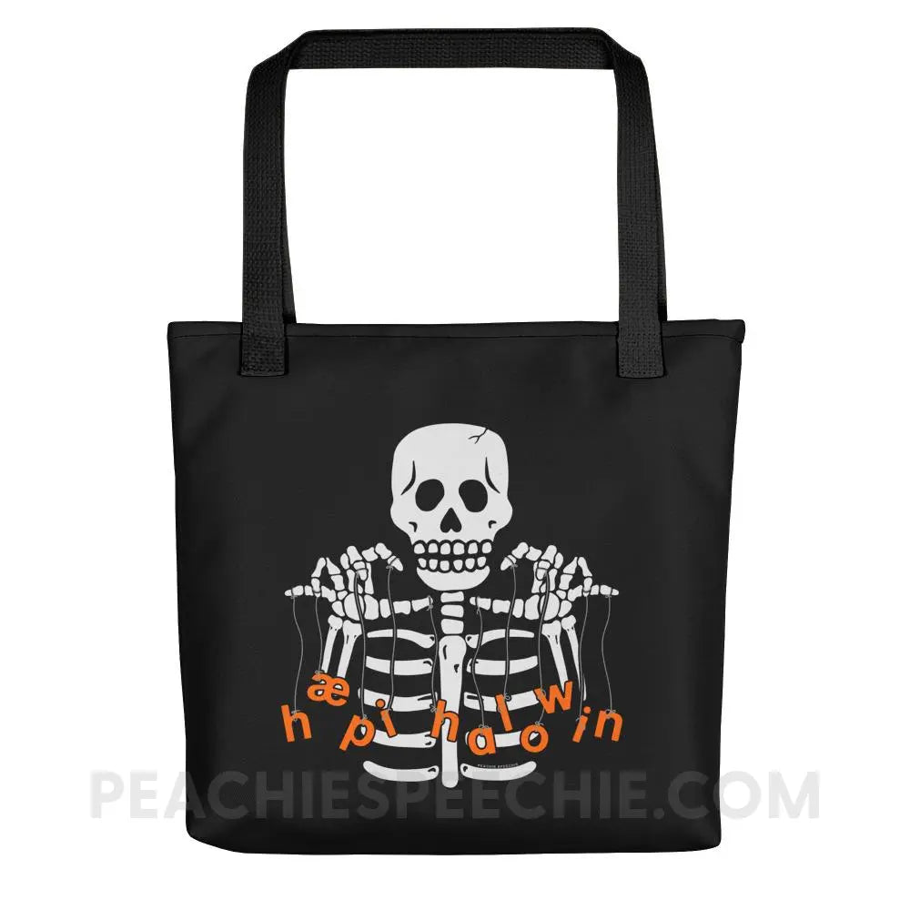 Happy Halloween Skeleton Tote Bag - Black - Bags peachiespeechie.com