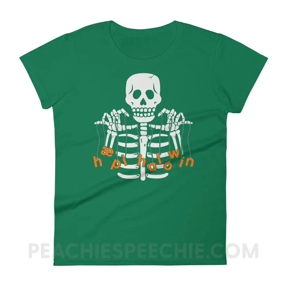 Happy Halloween Skeleton Women’s Trendy Tee - T-Shirts & Tops peachiespeechie.com