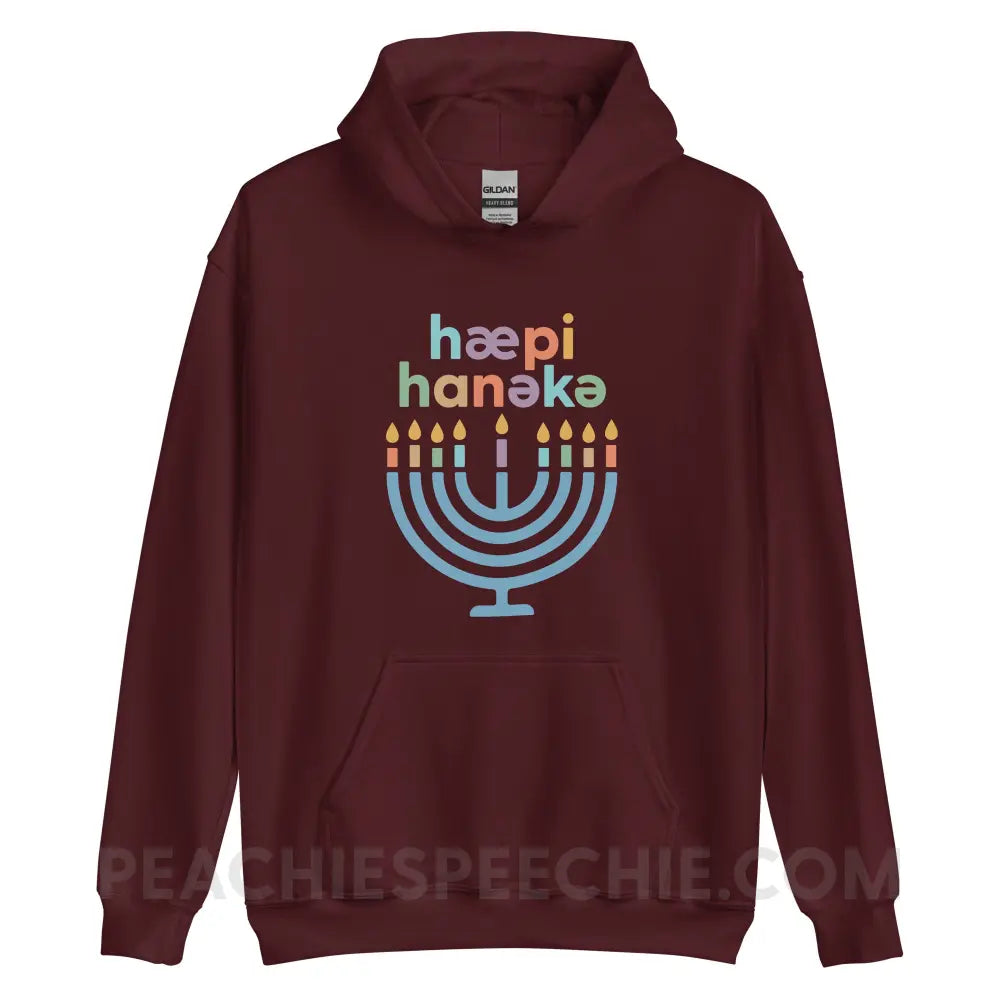 Happy Hanukkah IPA Menorah Classic Hoodie - Maroon / S - peachiespeechie.com