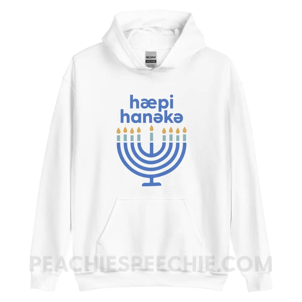 Happy Hanukkah IPA Menorah Classic Hoodie - White / S - peachiespeechie.com