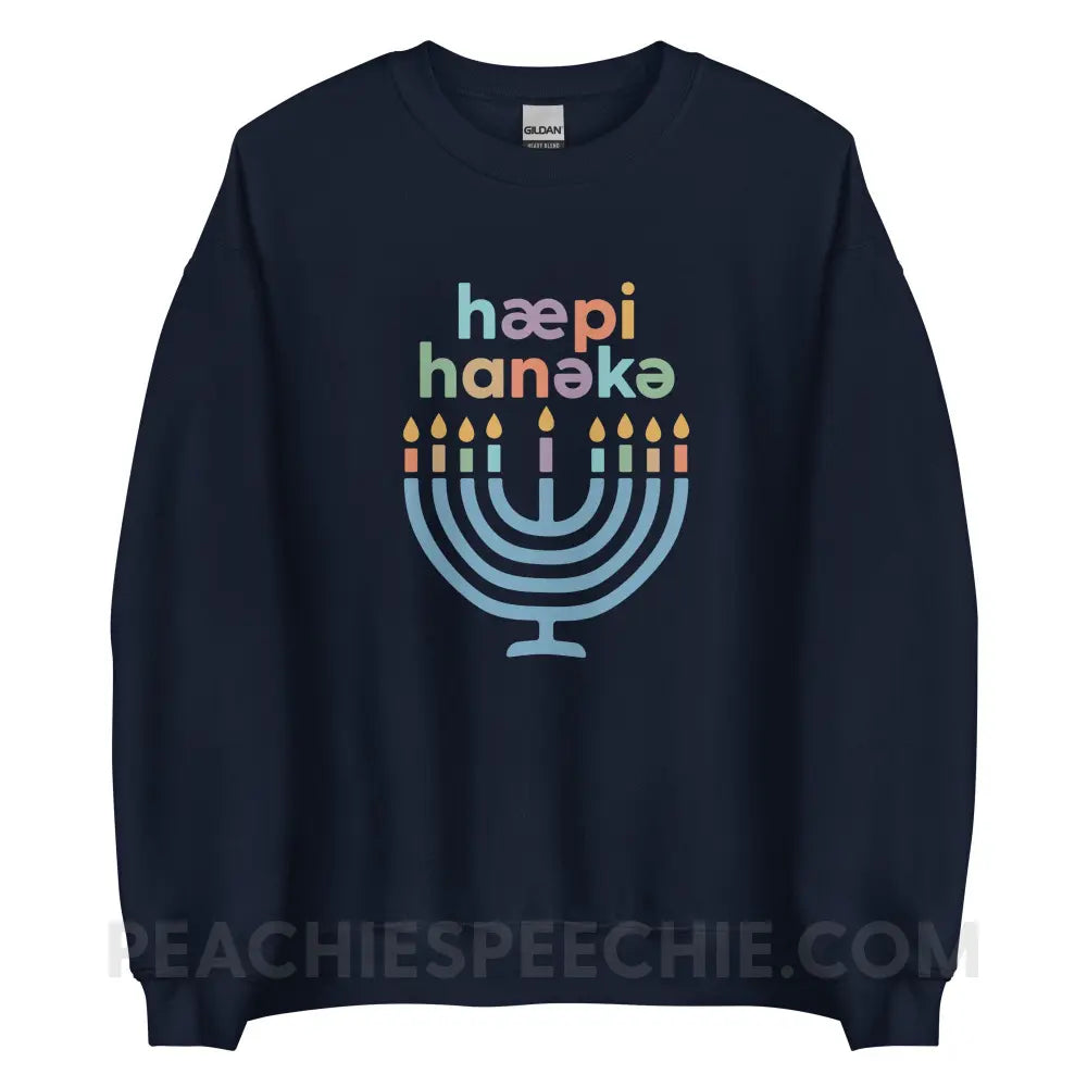 Happy Hanukkah IPA Menorah Classic Sweatshirt - Navy / S - peachiespeechie.com