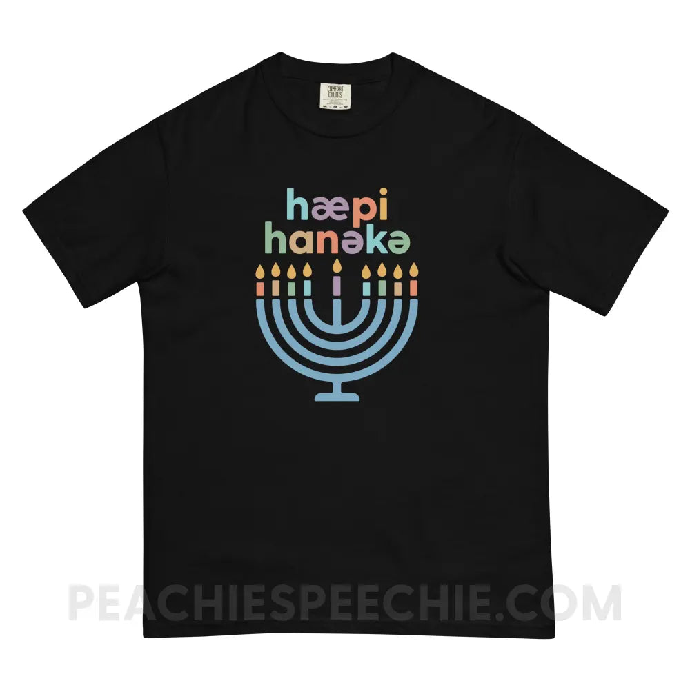 Happy Hanukkah IPA Menorah Comfort Colors Tee - Black / S - T-Shirt peachiespeechie.com