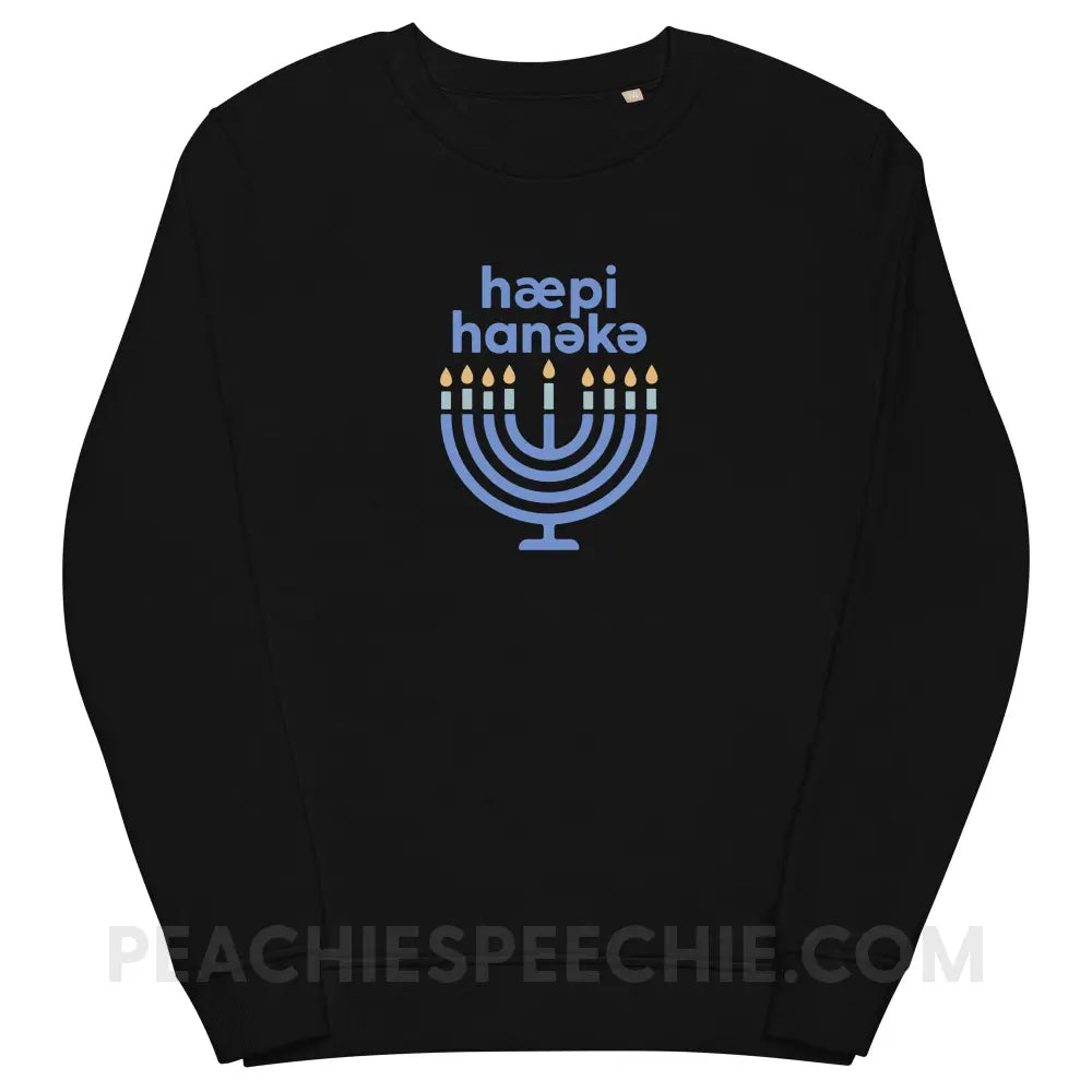 Happy Hanukkah IPA Menorah Organic French Terry Crewneck - Black / S - peachiespeechie.com