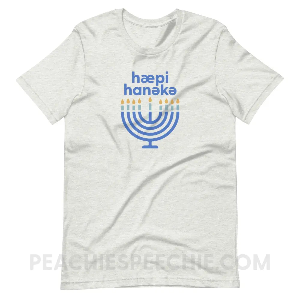 Happy Hanukkah IPA Menorah Premium Soft Tee - Ash / S - peachiespeechie.com