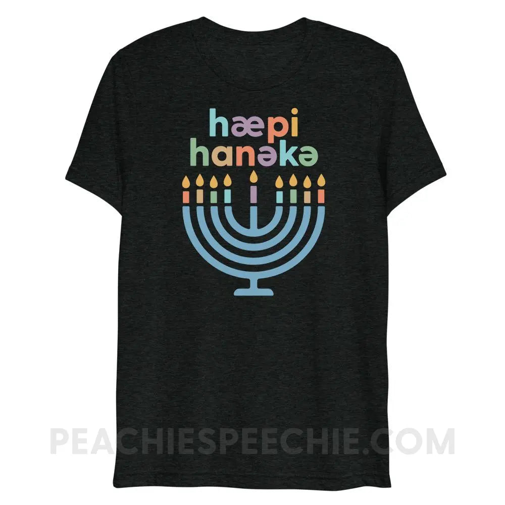 Happy Hanukkah IPA Menorah Tri-Blend Tee - Charcoal-Black Triblend / XS - peachiespeechie.com