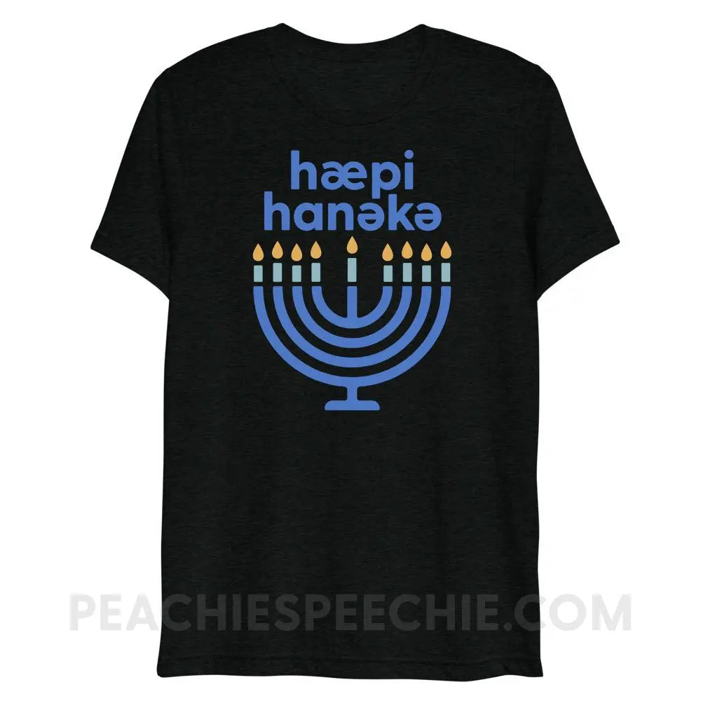 Happy Hanukkah IPA Menorah Tri-Blend Tee - Solid Black Triblend / XS - peachiespeechie.com