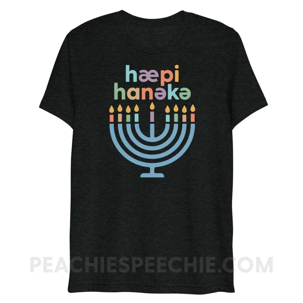 Happy Hanukkah IPA Menorah Tri-Blend Tee - Charcoal-Black Triblend / XS - peachiespeechie.com