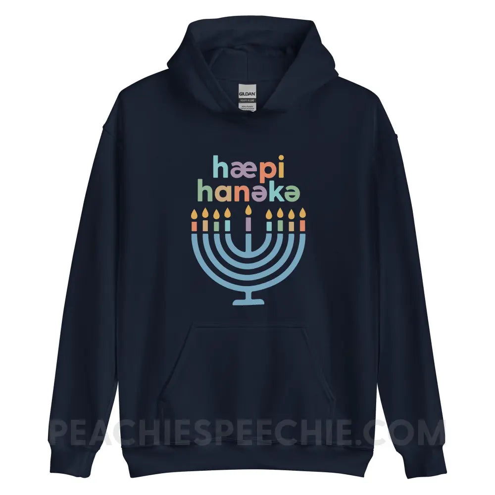 Happy Hanukkah IPA Menorah Classic Hoodie - Navy / S - peachiespeechie.com