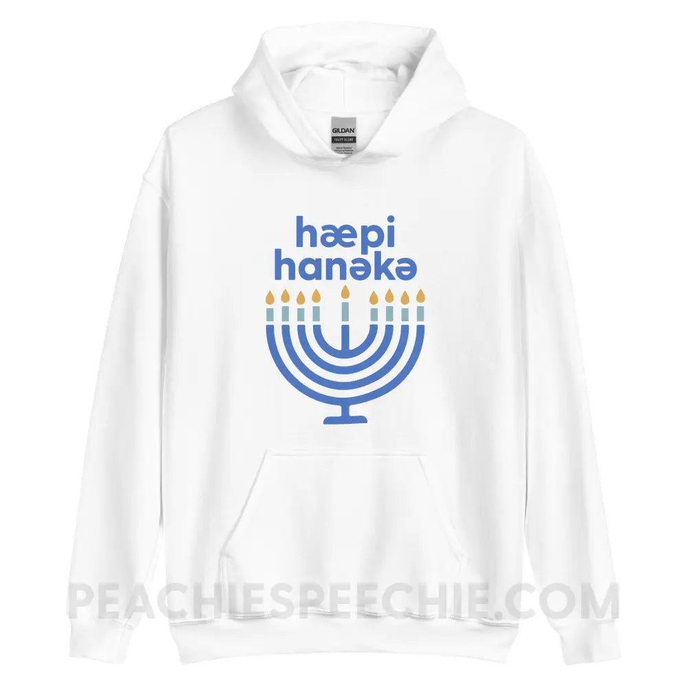 Happy Hanukkah IPA Menorah Classic Hoodie - White / S - peachiespeechie.com