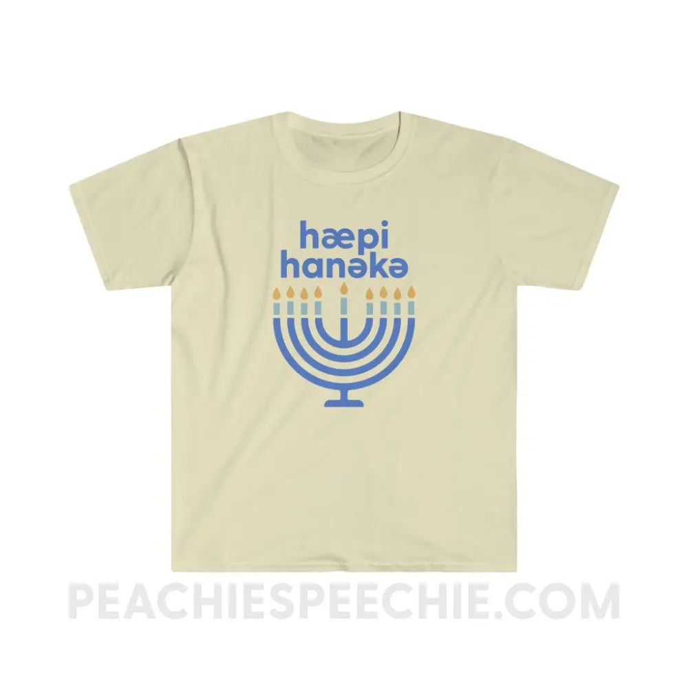 Happy Hanukkah IPA Menorah Classic Tee - Natural / S - T-Shirt peachiespeechie.com