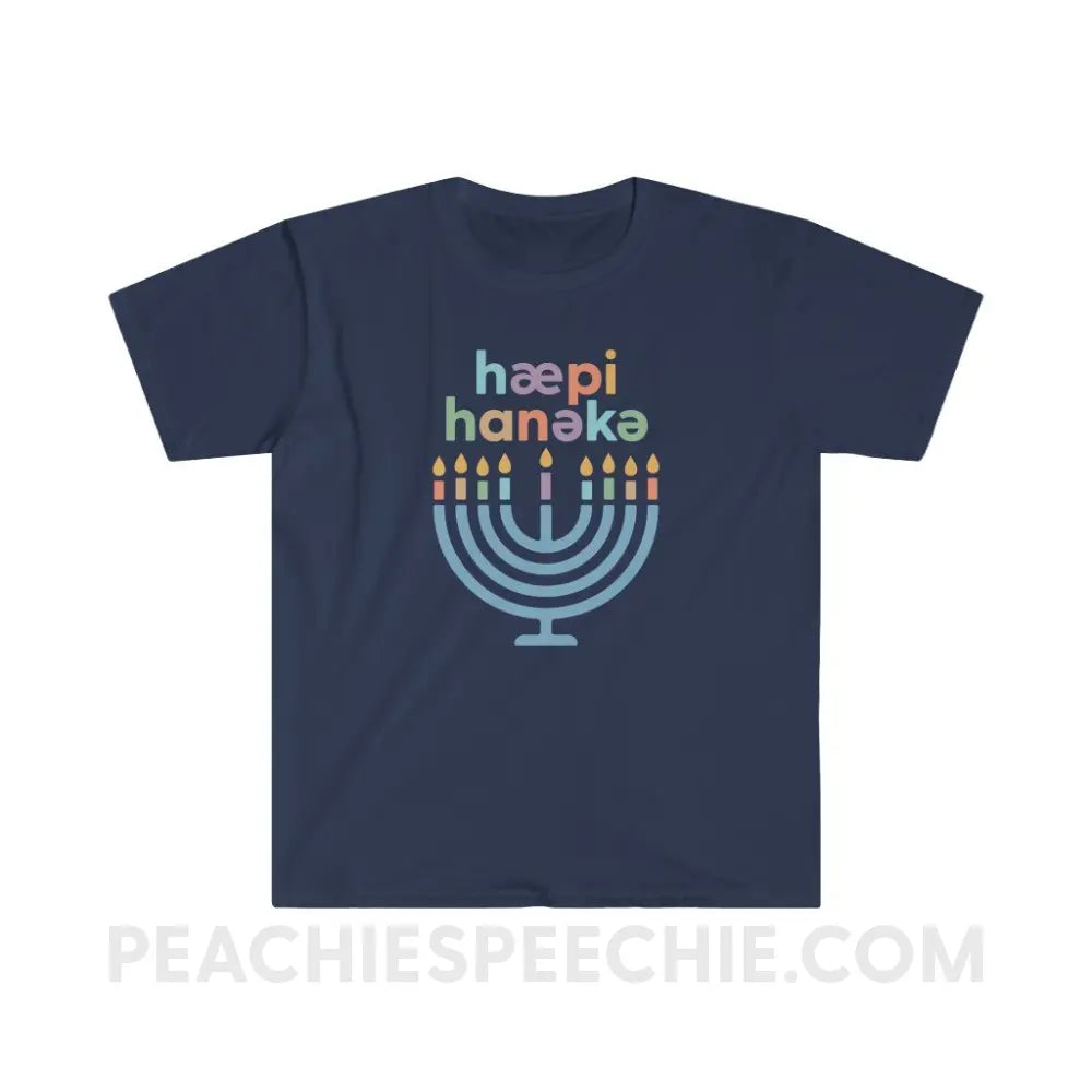 Happy Hanukkah IPA Menorah Classic Tee - Navy / S - T-Shirt peachiespeechie.com