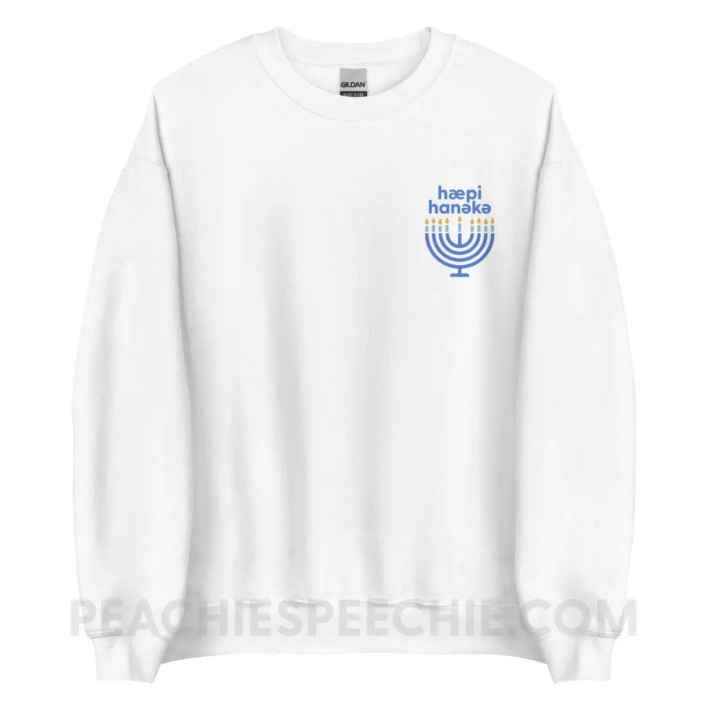 Happy Hanukkah IPA Menorah Classic Sweatshirt - White / S - peachiespeechie.com