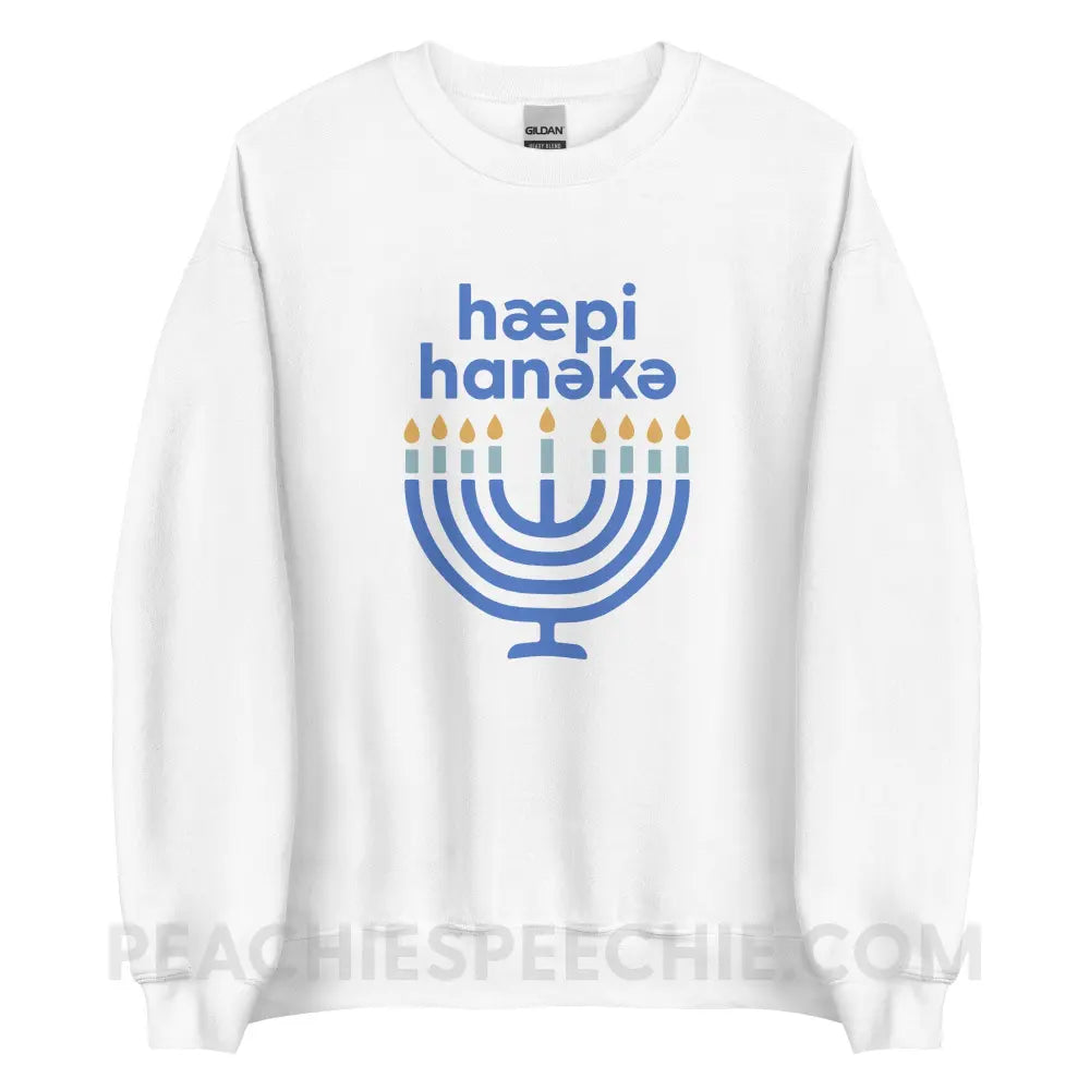 Happy Hanukkah IPA Menorah Classic Sweatshirt - White / S - peachiespeechie.com