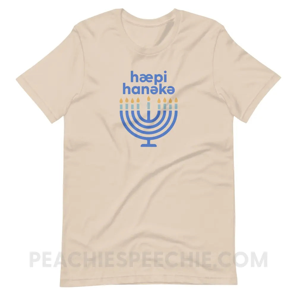 Happy Hanukkah IPA Menorah Premium Soft Tee - Cream / S - peachiespeechie.com