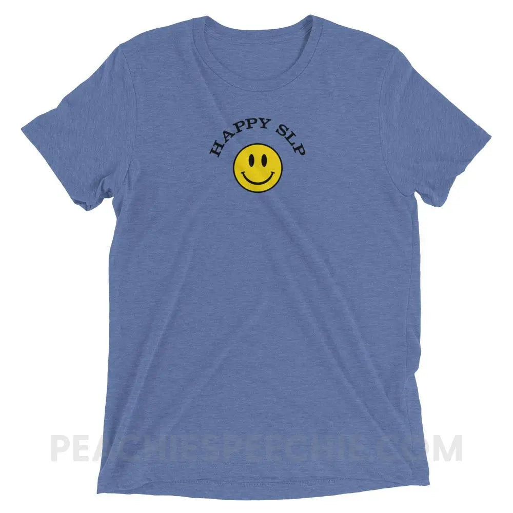 Happy SLP Tri-Blend Tee - Blue Triblend / XS - peachiespeechie.com