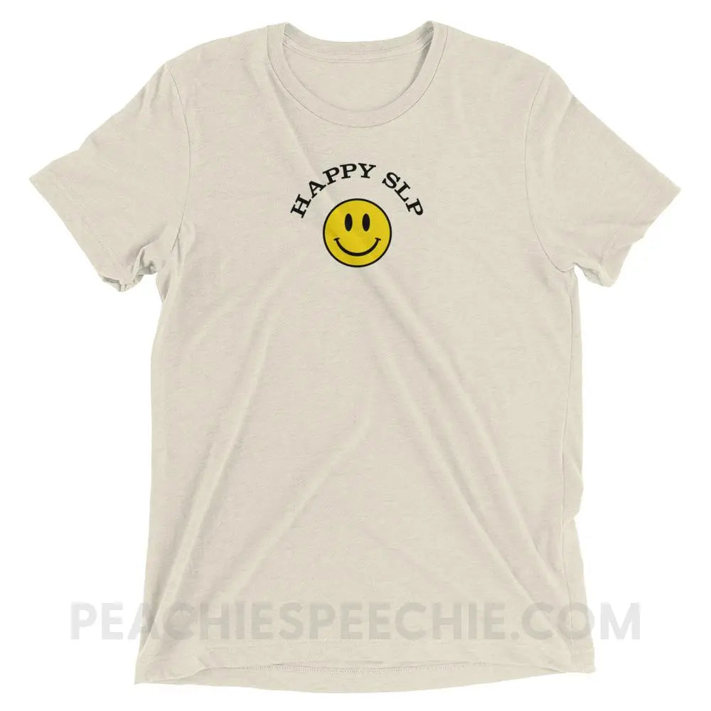 Happy SLP Tri-Blend Tee - Oatmeal Triblend / XS - peachiespeechie.com