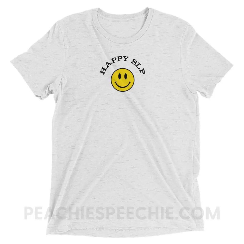 Happy SLP Tri-Blend Tee - White Fleck Triblend / XS - peachiespeechie.com