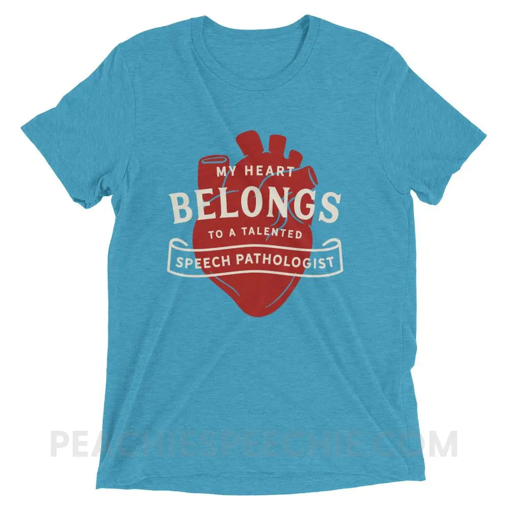 My Heart Tri-Blend Tee - Aqua Triblend / XS - T-Shirts & Tops peachiespeechie.com