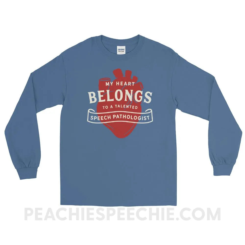 My Heart Long Sleeve Tee - Indigo Blue / S - T-Shirts & Tops peachiespeechie.com