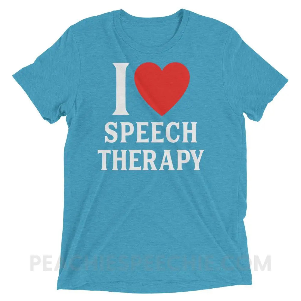 I Heart Speech Tri-Blend Tee - Aqua Triblend / XS - T-Shirts & Tops peachiespeechie.com