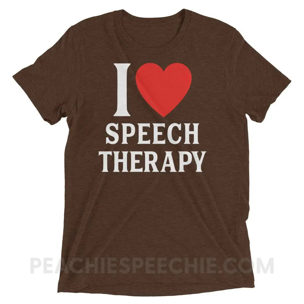 I Heart Speech Tri-Blend Tee - Brown Triblend / XS - T-Shirts & Tops peachiespeechie.com