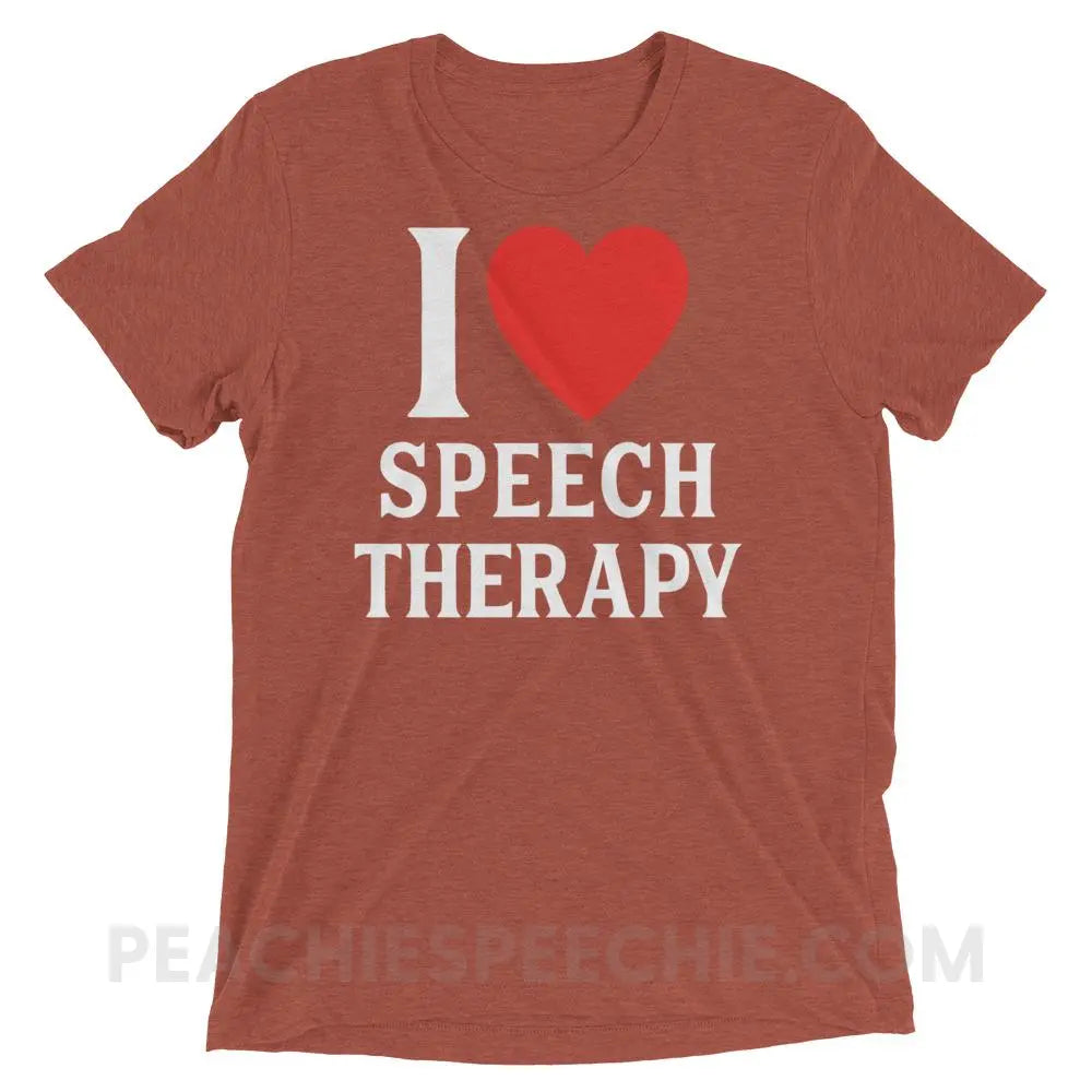 I Heart Speech Tri-Blend Tee - Clay Triblend / XS - T-Shirts & Tops peachiespeechie.com
