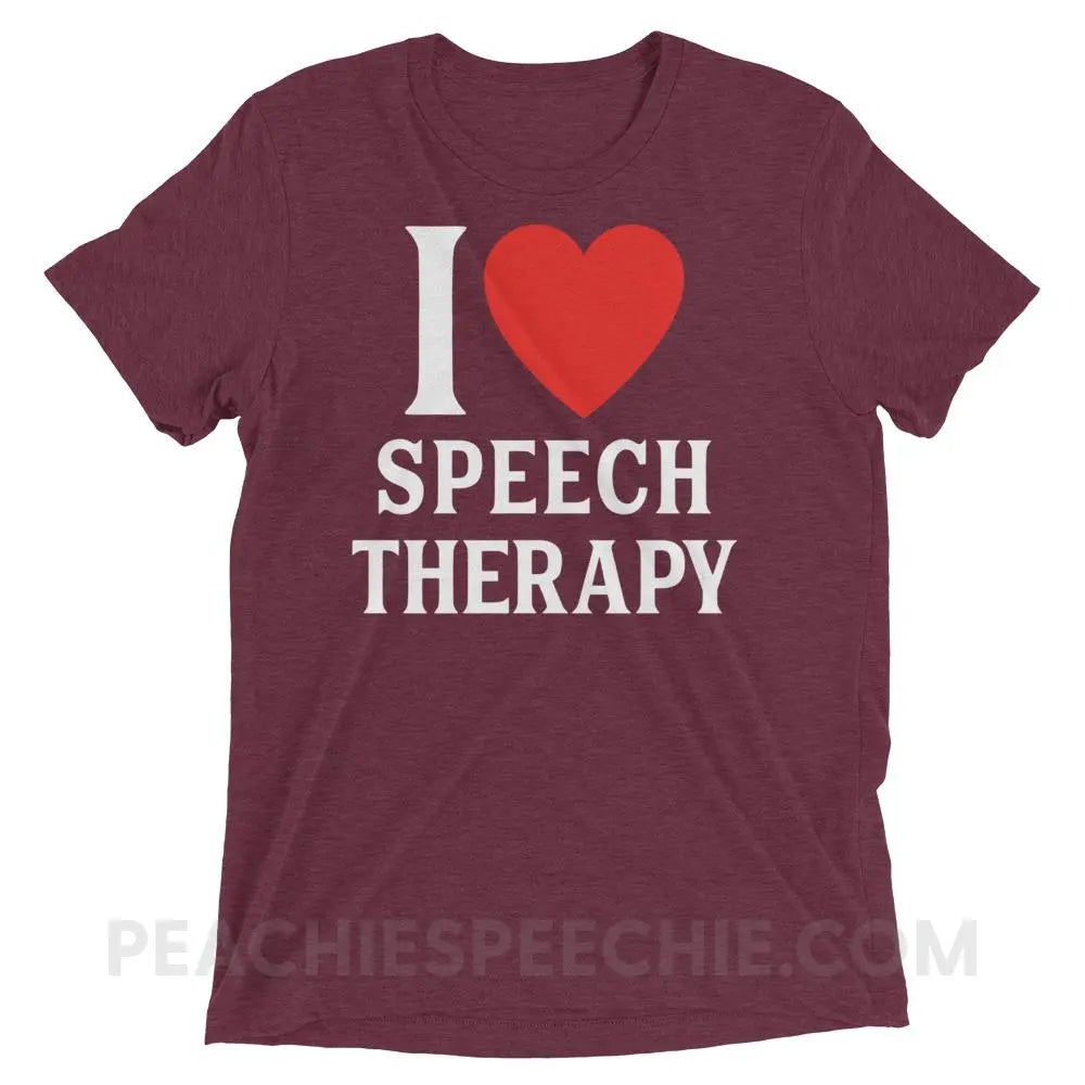 I Heart Speech Tri-Blend Tee - Maroon Triblend / XS - T-Shirts & Tops peachiespeechie.com