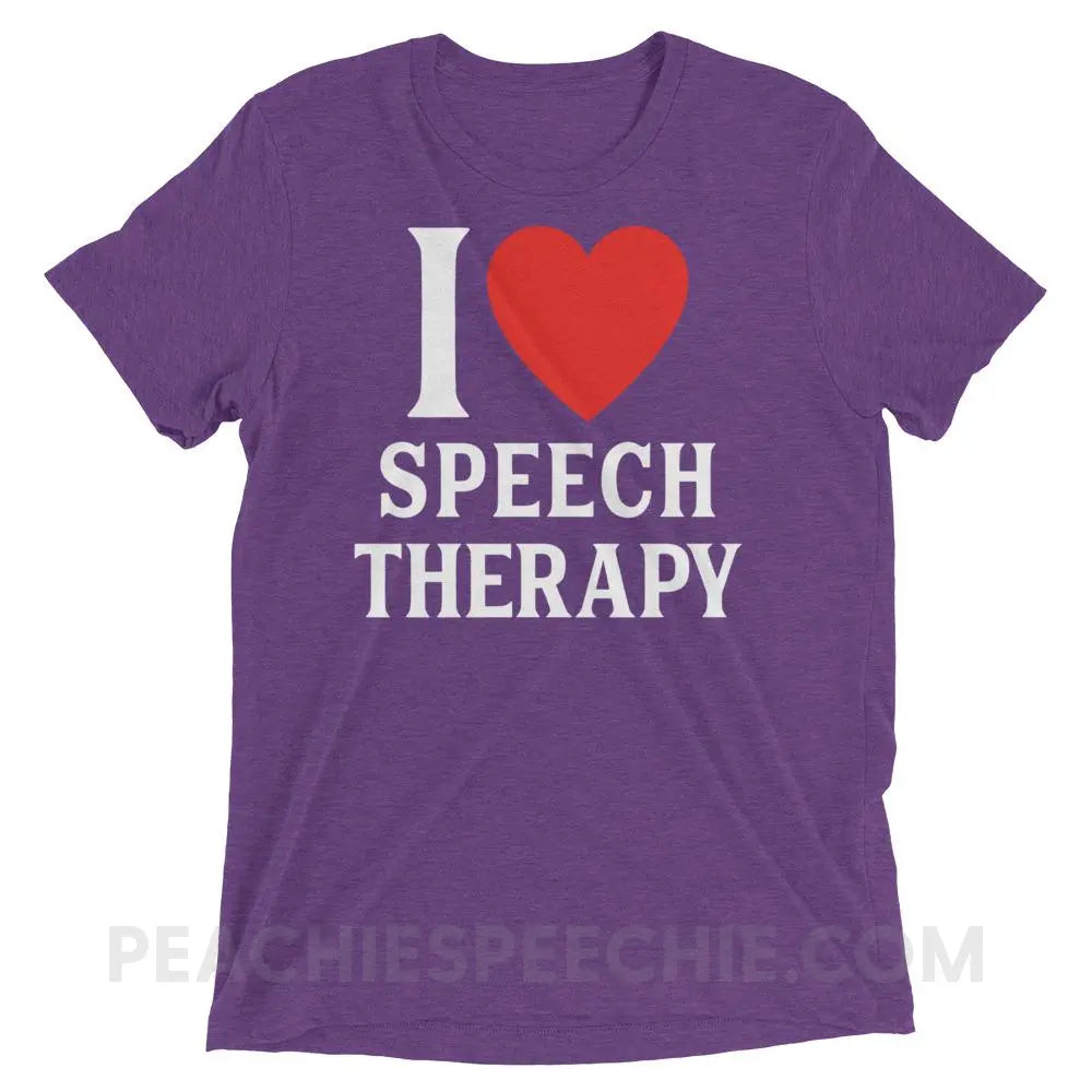I Heart Speech Tri-Blend Tee - Purple Triblend / XS - T-Shirts & Tops peachiespeechie.com