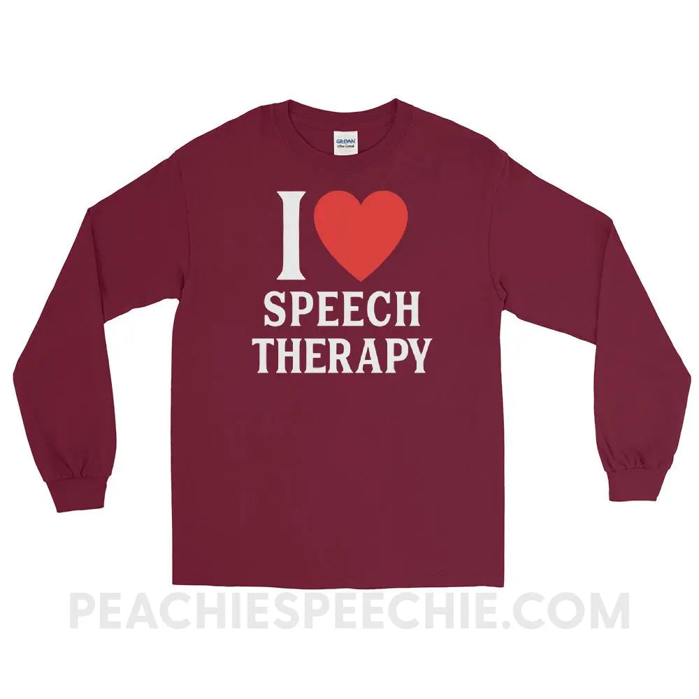 I Heart Speech Long Sleeve Tee - Maroon / S - T-Shirts & Tops peachiespeechie.com
