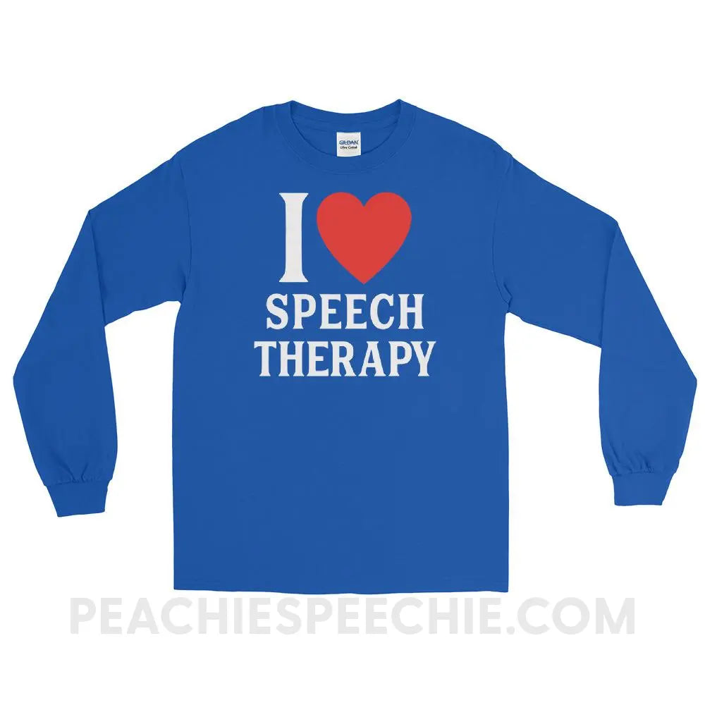 I Heart Speech Long Sleeve Tee - Royal / S - T-Shirts & Tops peachiespeechie.com