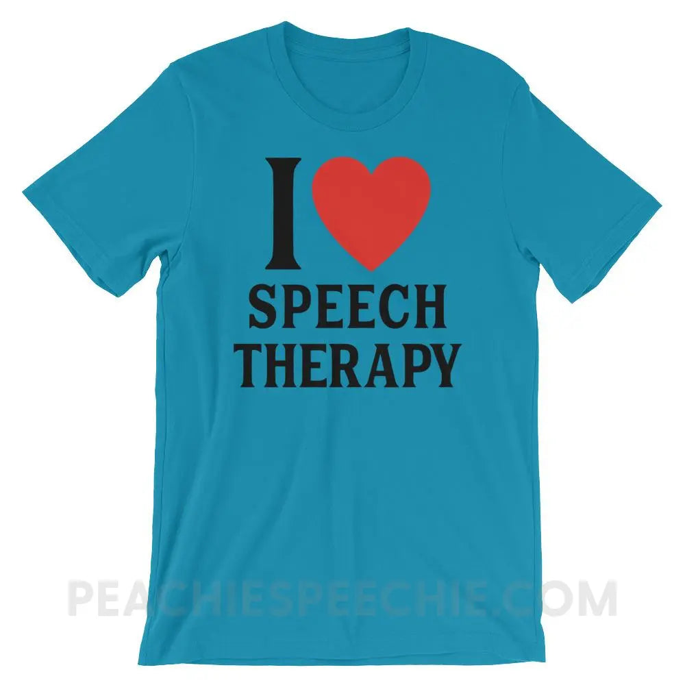 I Heart Speech Premium Soft Tee - Aqua / S - T-Shirts & Tops peachiespeechie.com