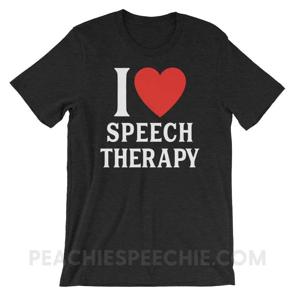 I Heart Speech Premium Soft Tee - Black Heather / XS - T-Shirts & Tops peachiespeechie.com