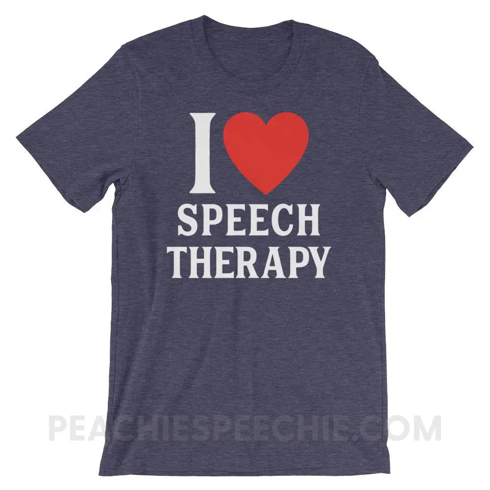 I Heart Speech Premium Soft Tee - Heather Midnight Navy / XS - T-Shirts & Tops peachiespeechie.com
