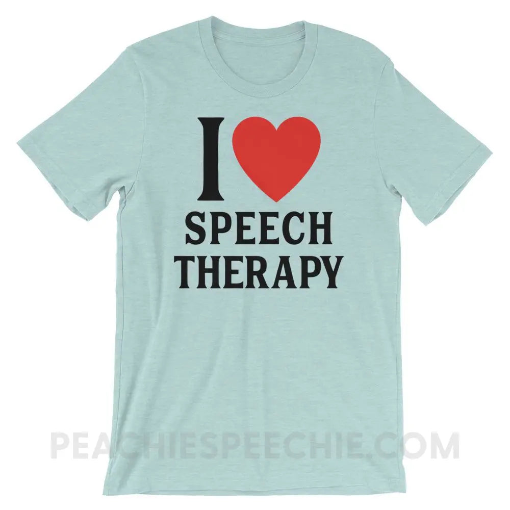 I Heart Speech Premium Soft Tee - Heather Prism Ice Blue / XS - T-Shirts & Tops peachiespeechie.com