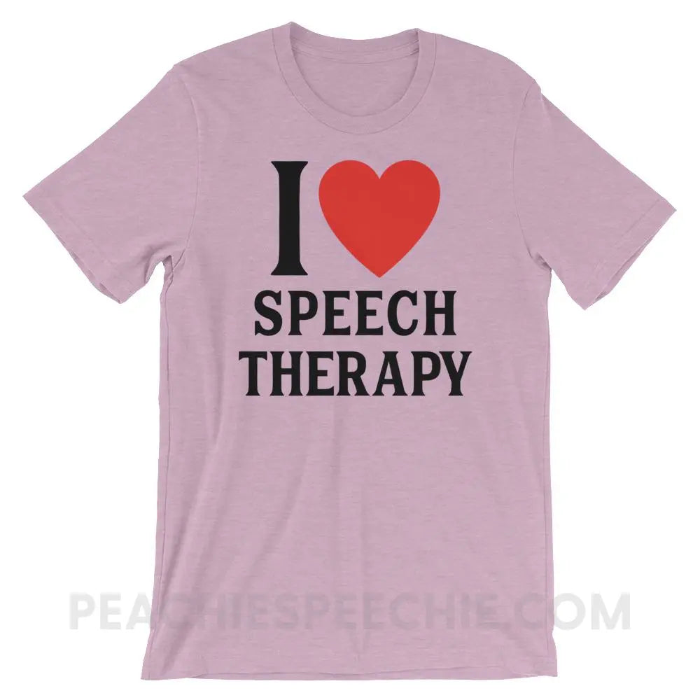 I Heart Speech Premium Soft Tee - Heather Prism Lilac / XS - T-Shirts & Tops peachiespeechie.com