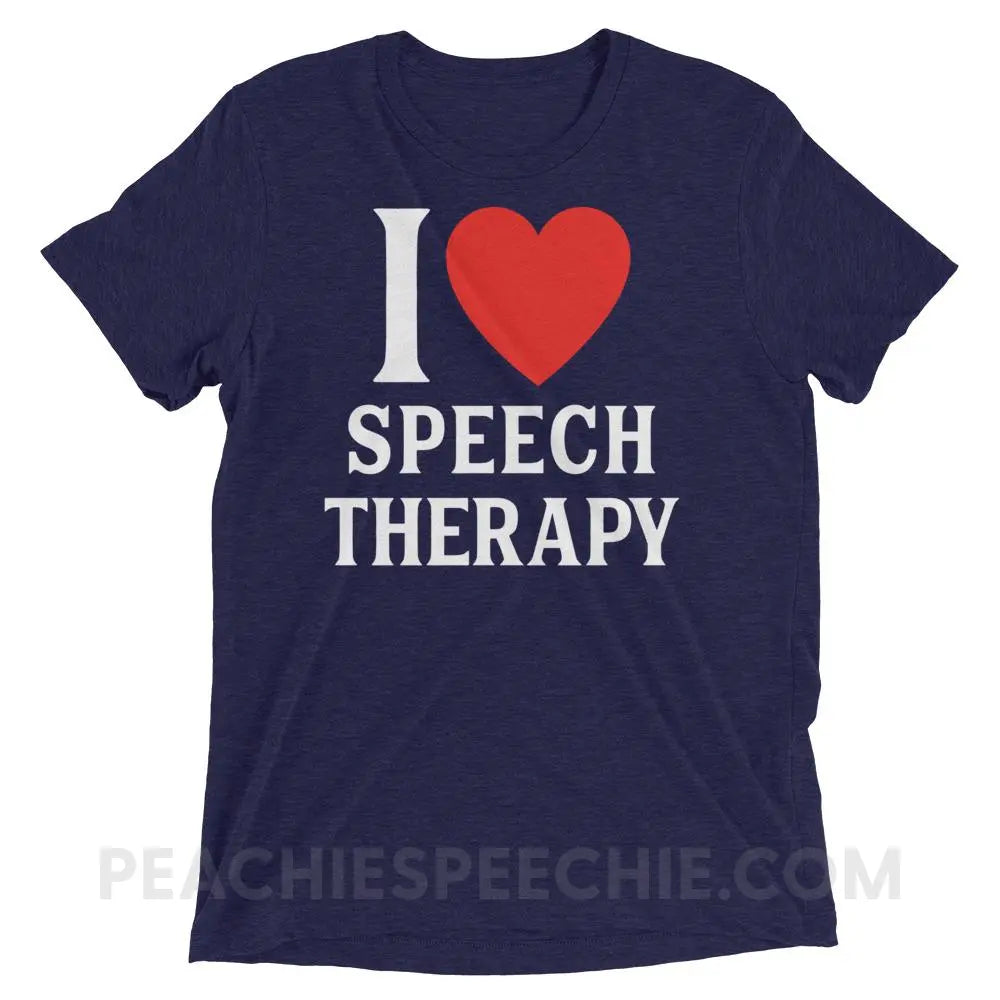 I Heart Speech Tri-Blend Tee - Navy Triblend / XS - T-Shirts & Tops peachiespeechie.com