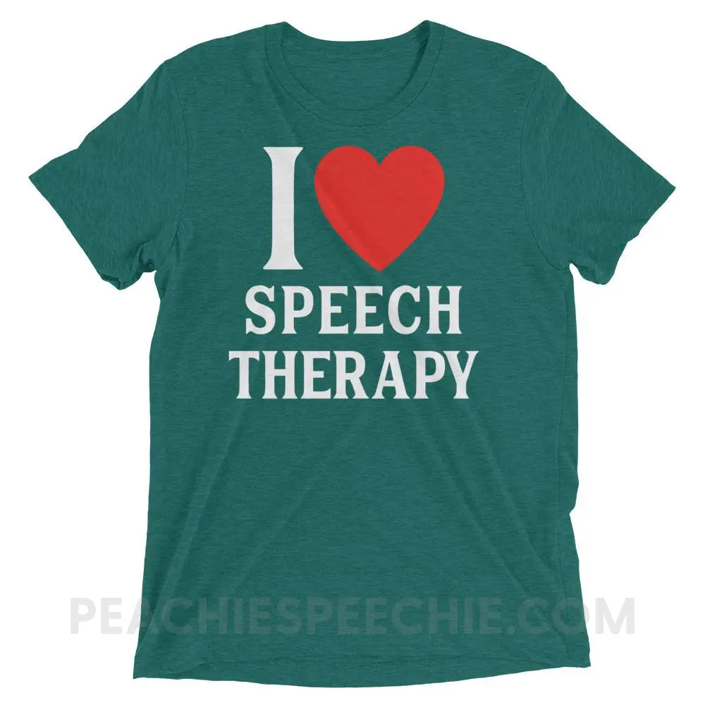 I Heart Speech Tri-Blend Tee - Teal Triblend / XS - T-Shirts & Tops peachiespeechie.com