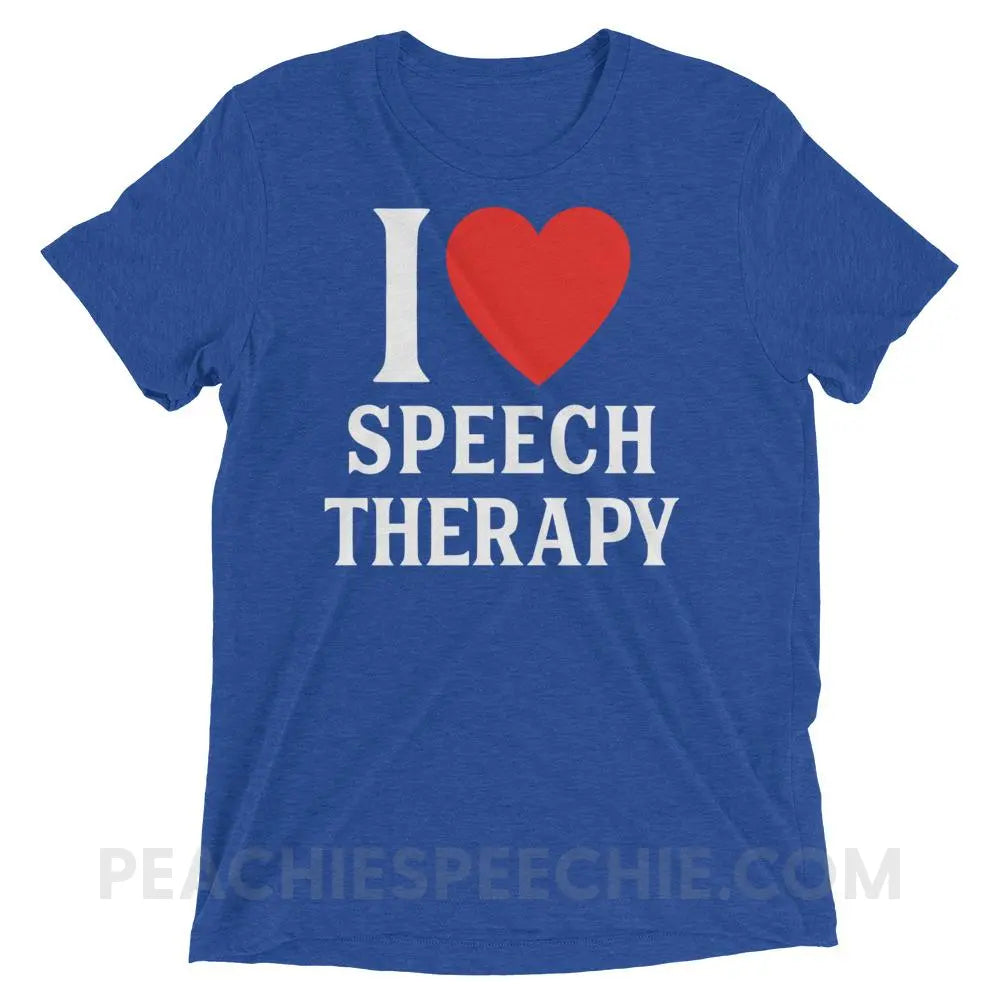 I Heart Speech Tri-Blend Tee - True Royal Triblend / XS - T-Shirts & Tops peachiespeechie.com