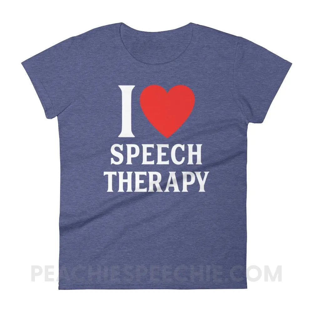 I Heart Speech Women’s Trendy Tee - Heather Blue / S T-Shirts & Tops peachiespeechie.com