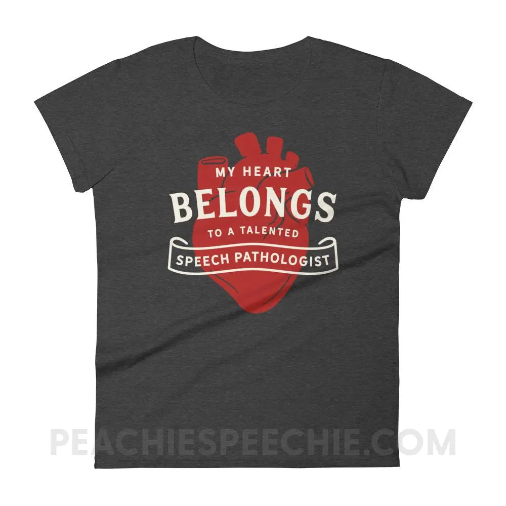 My Heart Women’s Trendy Tee - Heather Dark Grey / S - T-Shirts & Tops peachiespeechie.com