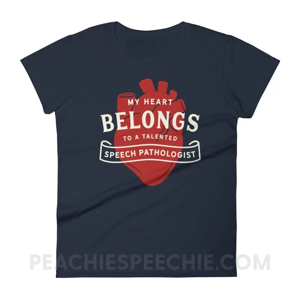 My Heart Women’s Trendy Tee - Navy / S - T-Shirts & Tops peachiespeechie.com