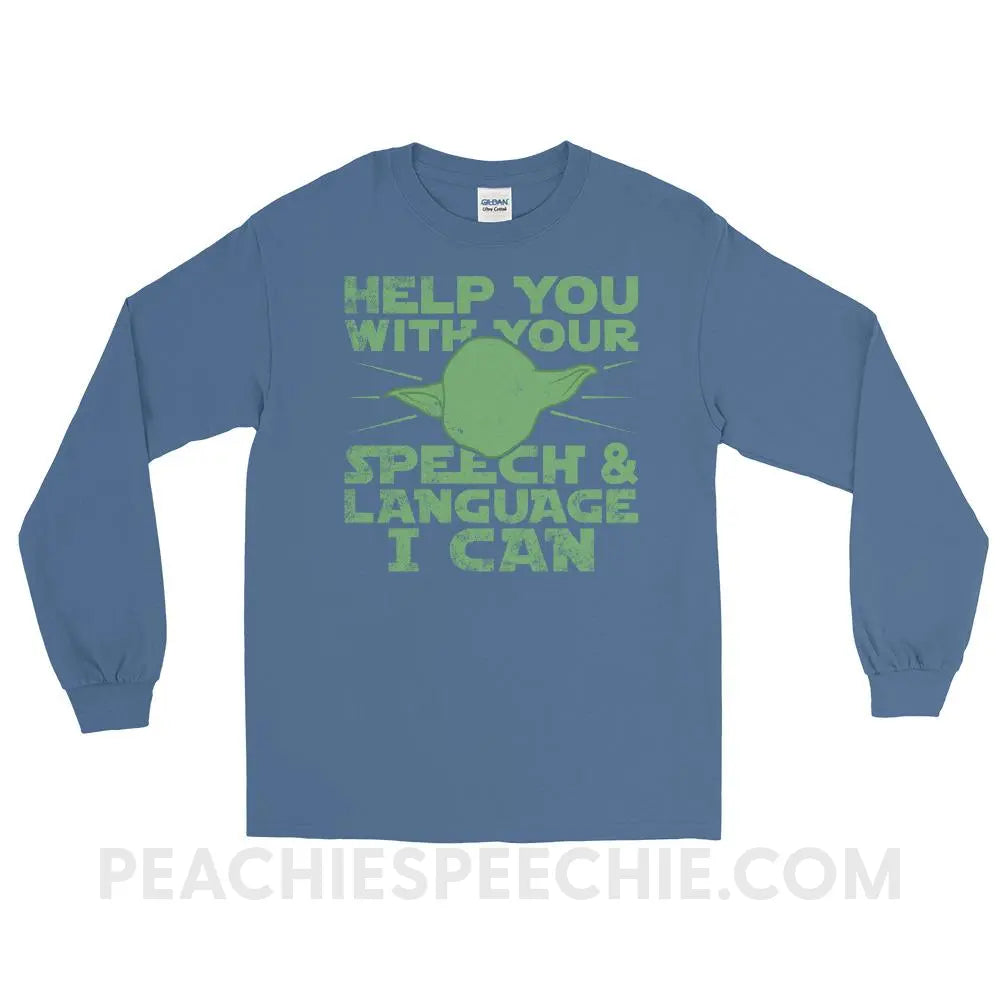 Help You I Can Long Sleeve Tee - Indigo Blue / S - T-Shirts & Tops peachiespeechie.com