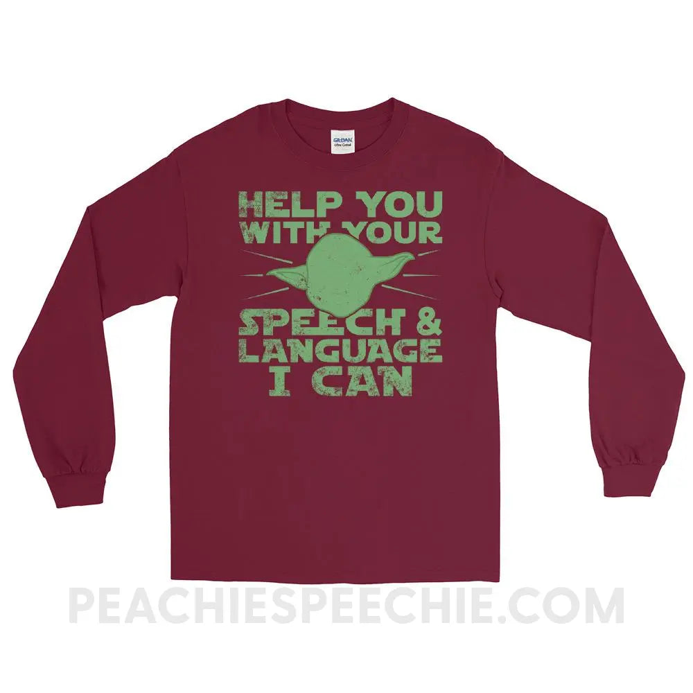 Help You I Can Long Sleeve Tee - Maroon / S - T-Shirts & Tops peachiespeechie.com