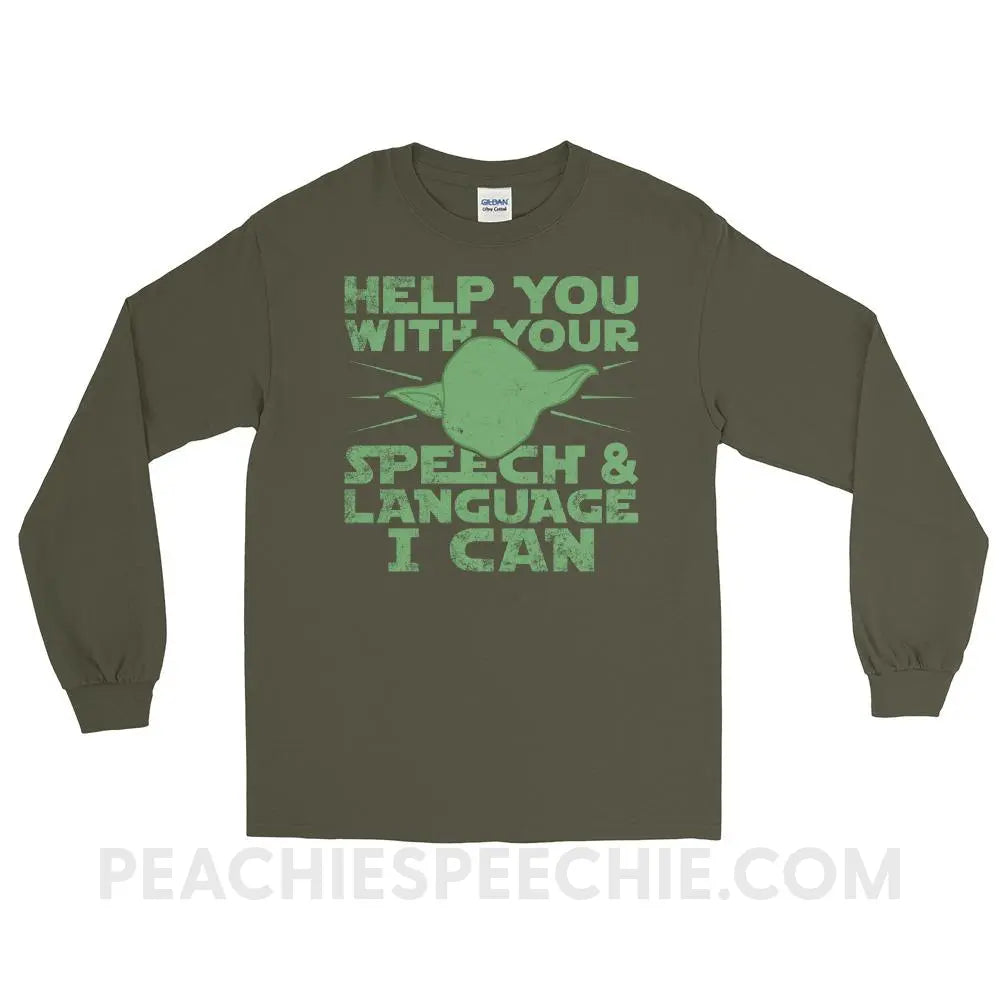 Help You I Can Long Sleeve Tee - Military Green / S - T-Shirts & Tops peachiespeechie.com