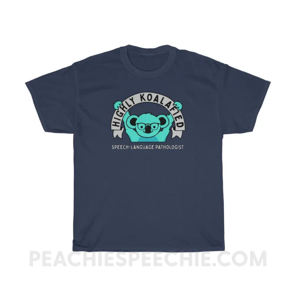 Highly Koalafied SLP Basic Tee - Navy / S - T-Shirts & Tops peachiespeechie.com