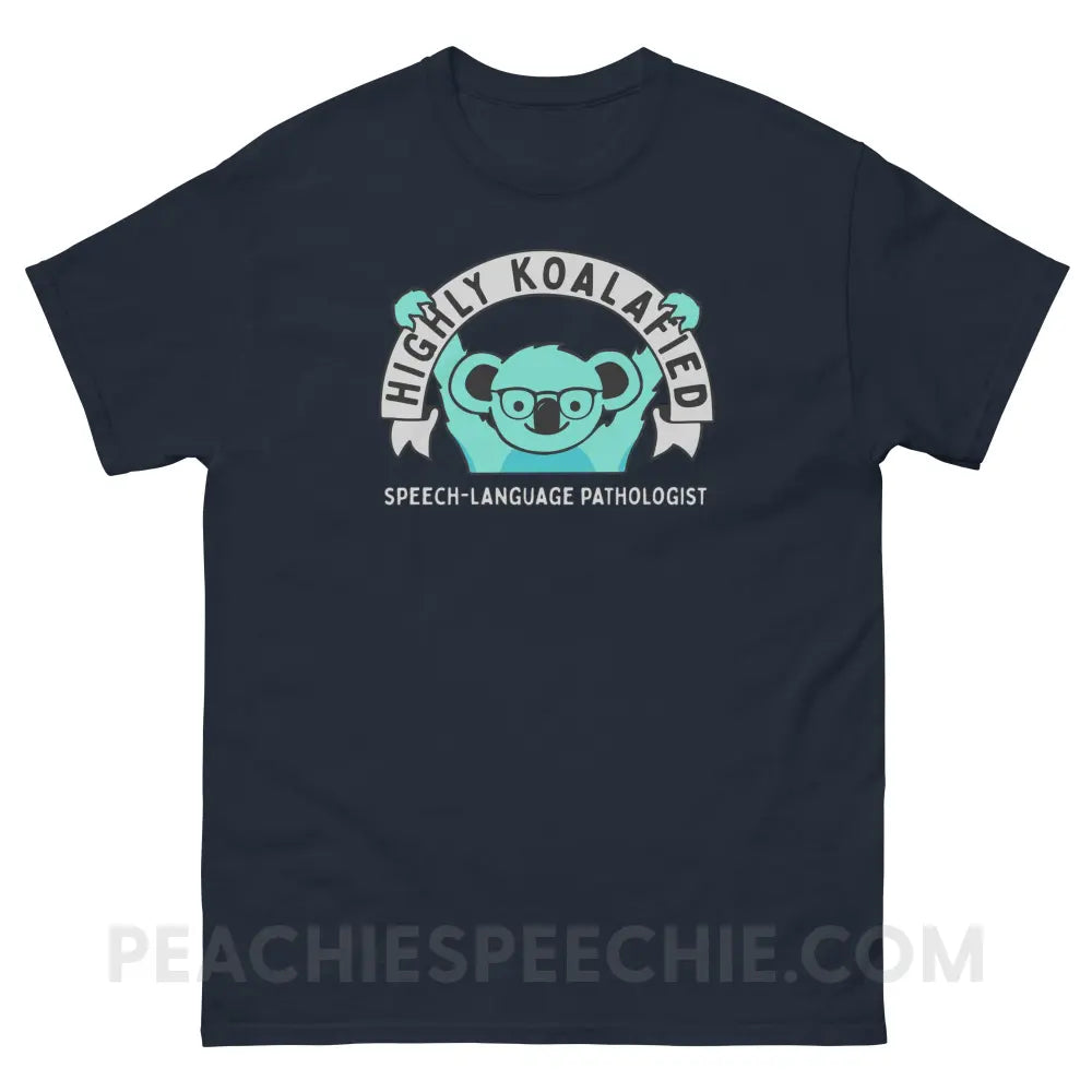 Highly Koalafied SLP Basic Tee - Navy / S - T-Shirts & Tops peachiespeechie.com