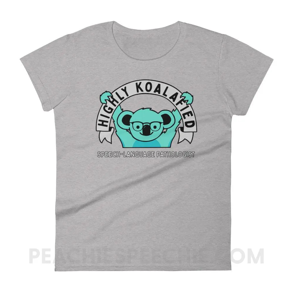 Highly Koalafied SLP Women’s Trendy Tee - Heather Grey / S T-Shirts & Tops peachiespeechie.com